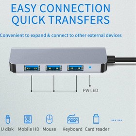 تصویر هاب 4 پورت USB-C 3.1 مدل P-NET T-3612 USB Hub 4 Ports Aluminum USB-C to USB 3.1 for MacBook Pro, Air, iPad Pro P-NET T-3612