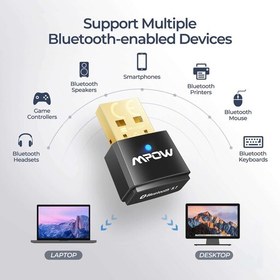 تصویر دانگل بلوتوث Mpow بلوتوث 5.0 آداپتور USB برای کامپیوتر 