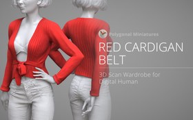 تصویر لباس قرمز سه بعدی کمربند دار زنانه برای نرم افزار آیکلون 