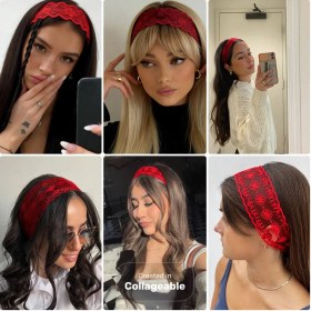 تصویر هدبند توری قرمز 