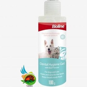 تصویر ژل دندان سگ و گربه بایولاین با طعم گوشت Bioline dental hygiene gel وزن ۱۰۰ گرم 