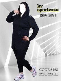 تصویر ست مانتو شلوار کلاهدار سایز بزرگ ورزشی زنانه Reebok کد 003 Reebok womens big size sports hooded coat and pant set code 003