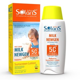 تصویر لوسیون ضدآفتاب SPF 50 مناسب کودکان و پوست های حساس آردن سولاریس MILK NEWGEN 