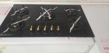 تصویر گاز صفحه ای ۵ شعله شیشه جنرال مدل gs5 Gas cooker glass 5 burner general model gs5