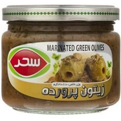 تصویر زیتون پرورده 310 گرم سحر 