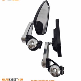 تصویر آینه موتور سیکلت سر فرمان CNC سیلور مدل T03 CNC silver T03 steering wheel motorcycle mirror