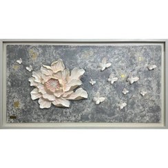 تصویر تابلو نقش برجسته طرح گل و پروانه 