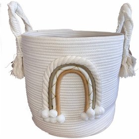 تصویر سبد لاندری قیطانی رنگین كمان 30 سانتی متر Rainbow Braided Laundry Basket 30 cm