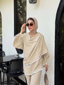 تصویر ست مانتو و شلوار زنانه کرم 