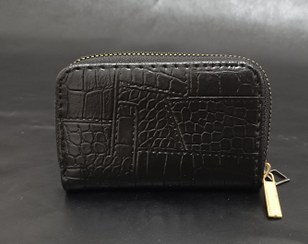 تصویر کیف کارت آکاردئونی دور زیپ مشکی 