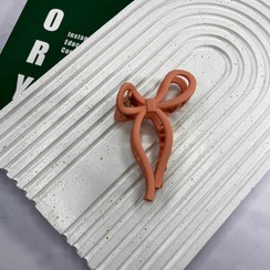 تصویر گیره طرح پاپیون مات کد 2010 - نارنجی کرم 