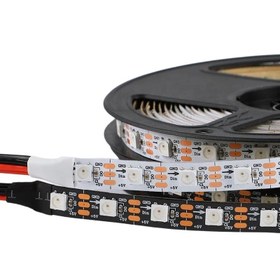 تصویر ال ای دی نواری ws2812 تراکم 60 بدون روکش WS2812B 60 Pixel LED Strip