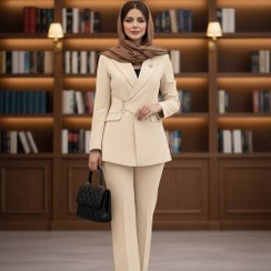 تصویر کت و شلوار زنانه مازراتی شادی مدل 733 رنگ سرمه ای 