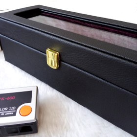 تصویر جعبه ساعت مچی پنج خانه چرم | باکس نگهداری ساعت با داخل مخمل و درب شیشه‌ای - رنگ داخل،قرمز 