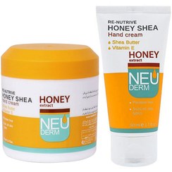 تصویر کرم مرطوب کننده دست کاسه ای 150ml به همراه کرم مرطوب کننده دست 50ml نئودرم Neuderm مدل Re Nutrive Honey Shea بسته 2 عددی 