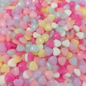 تصویر مهره رنگی شفاف پاستیلی قلب (100 گرمی) 