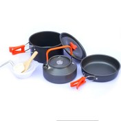 تصویر ست ظروف کمپینگ ۱۱ پارچه با کتری و قابلمه آلومینیومی 