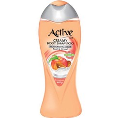 تصویر شامپو بدن کرمی اکتیو (Active) مدل Peach And Almond وزن 400 گرم حجم شامپو بدن