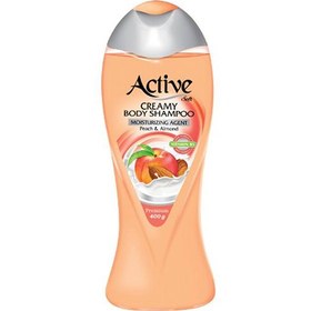 تصویر شامپو بدن کرمی اکتیو (Active) مدل Peach And Almond وزن 400 گرم حجم شامپو بدن