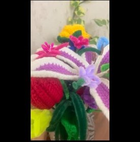 تصویر دسته گل بافتنی 