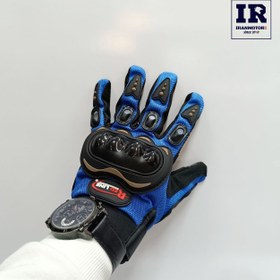 تصویر دستکش موتور سواری ردلاین ضرب گیر دار آبی کد 56 Redline blue model 56 motorcycle riding gloves