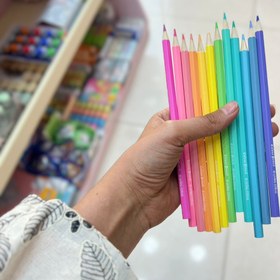 تصویر مداد رنگی ۱۲ عددی پاستلی ۱۲ رنگ 