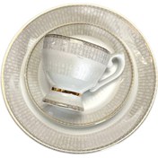 تصویر سرویس چینی لورین 128 پارچه ایرال طلایی 