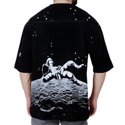 تصویر تیشرت آستین کوتاه مردانه مشکی طرح فضانورد - X Men's short sleeve black astronaut design t-shirt