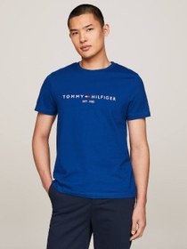 تصویر تی‌شرت مردانه با دوخت لوگو - فیت اسلیم، 100% پنبه، آبی برند Tommy Hilfiger Men's Logo Embroidery Slim Fit T-Shirt - Pure cotton, Blue