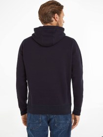 تصویر هودی مردانه با لوگو از جنس فلیس انعطاف‌پذیر، رنگ سرمه‌ای برند Tommy Hilfiger Men's Logo Flex Fleece Hoody Sweatshirt, Navy