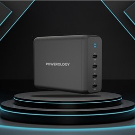 تصویر آداپتور شارژ 165 واتی 4 پورت پاورولوژی Powerology GaN Desktop Charger PWCUQC017 