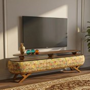 تصویر میز تلویزیون نقش آکام چوب طرح هنگام سایز 140 