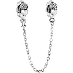 تصویر چارم استاپر و زنجیر ایمنی نقره حلقه توپ توپی (دستبند،گردنبند) pandora 