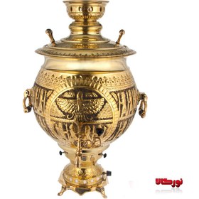 تصویر سماور برقی 50 لیتری قلم کاری ایران نیکل 50 liter electric samovar with Iran nickel