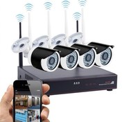 تصویر دوربین مداربسته وایرلس 4 تایی بدون مانیتور wifi 4 cameras xmey