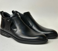 تصویر نیم بوت مردانه چرمی مشکی طرح کش دار مدل LB200 