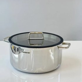 تصویر قابلمه استیل کف لیزری عرشیا 32 سانتی متری مدل SS050-3173 ARSHIA SS050 STAINLESS STEEL NON STICK 3PLY CASSEROLE WITH LID 32CM