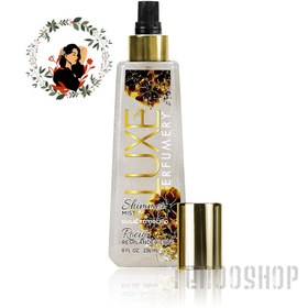 تصویر بادی اسپلش اکلیلی برند لوکس رایحه گل ارکیده شیرین Luxe Sweet Orchid Shimmer Body Mist