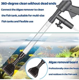 تصویر مکنده تفنگی دستی تمیز کننده داخل آکواریوم : VAYINAVAYINATO® 3 in 1 Aquarium Gravel Cleaner Water Changer with Glass Algae Scrapper Suitable for Aquarium Height 92Cm(Gun Type Ql-09G)