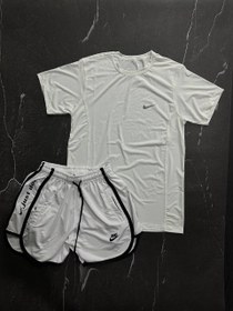 تصویر پکیج کد S1966 شامل تیشرت + شلوارک با تم سفید 