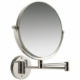 تصویر آینه سرویس بهداشتی مدل بازویی و ذربینی - بدون چراغ / استیل bathroom mirror with arm model