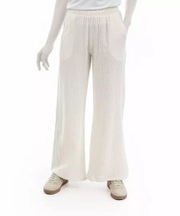 تصویر شلوار پارچه ای لینن سفید 
