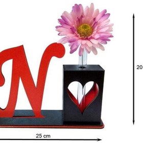 تصویر تندیس و گلدان چوبی مهدی یار مدل حرف N 