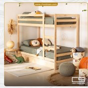 تصویر تخت خواب نوجوان کشودار دو طبقه 