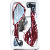 تصویر آینه موتورسیکلت اسپرت CNC پایه بلند قرمز 