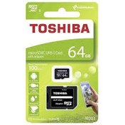 تصویر مموری برند توشیبا ظرفیت 64 گیگابایت Toshiba M203 Class 10 UHS-I U1 100MBps SDXC 64GB With Adaptor