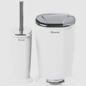 تصویر برس توالت و سطل زباله ایمن آب - مدل ونیز (درب کروم) - رنگی متالیک IMEN AB Toilet Brush and Trashcan - MODEL : VINICE