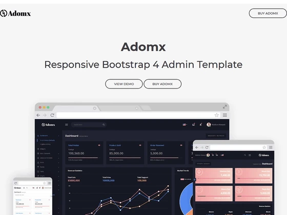 خرید و قیمت قالب مدیریت حرفه ای Adomx – Responsive Bootstrap 4 Admin ...