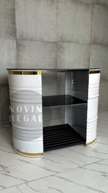 تصویر میز کانتر بشکه - سفید 