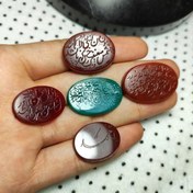 تصویر پک ۵ عدد نگین خطی کار دست عقیق 